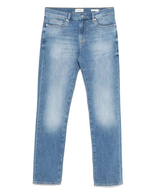 FRAME Blue Logo-Tag Jeans for men
