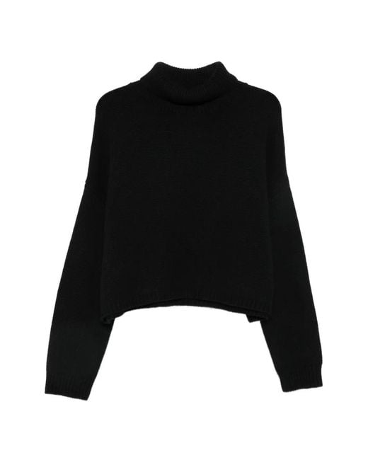 Lisa Yang Black Ribbed-Knit Roll-Neck Sweater