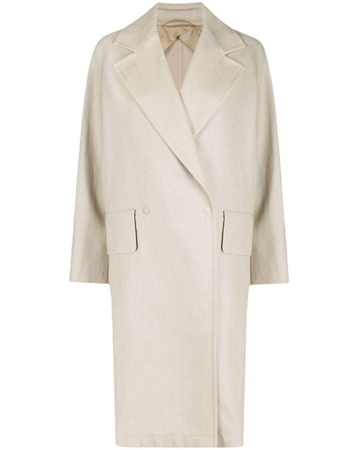 Max Mara White Double-breasted Duster Coat