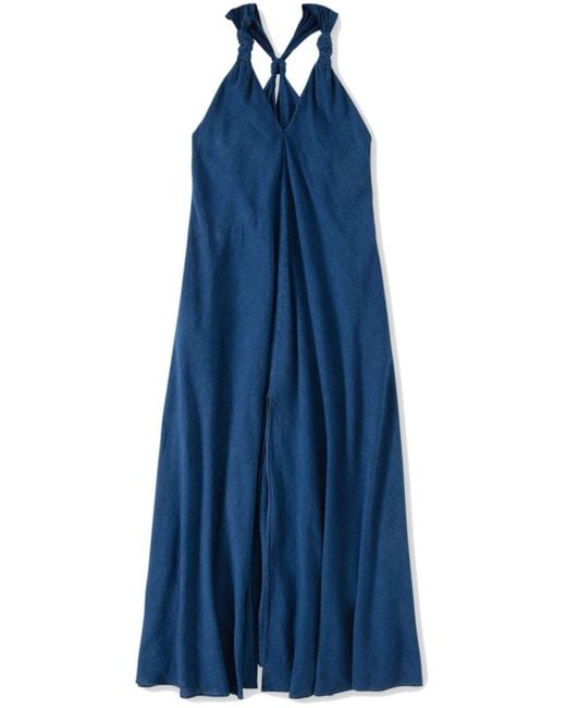 Closed Blue Linen And Cotton Blend Long Dress