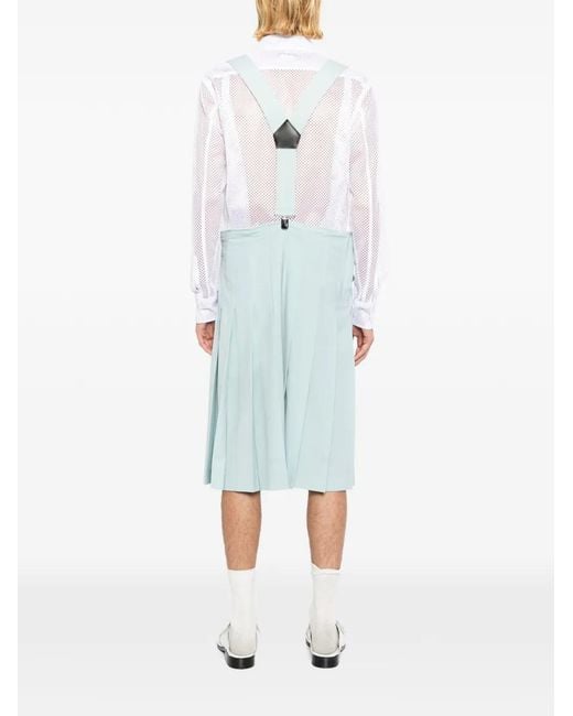 Comme des Garçons Blue Pleated Suspender Skirt for men