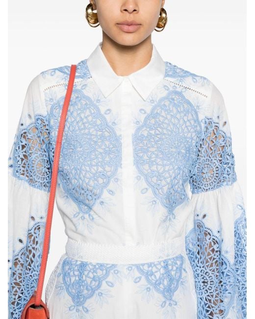 Evarae Nora Lace-embroidered Shirt in Blue | Lyst