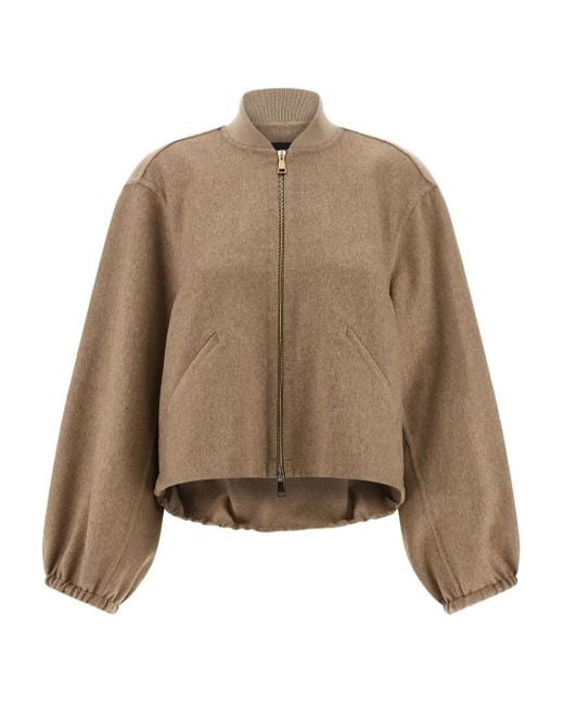 Fabiana Filippi Brown Cashmere Bomber Jacket Puffer Jackets