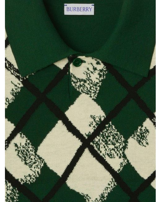 Burberry Poloshirt mit Argyle-Muster in Green für Herren