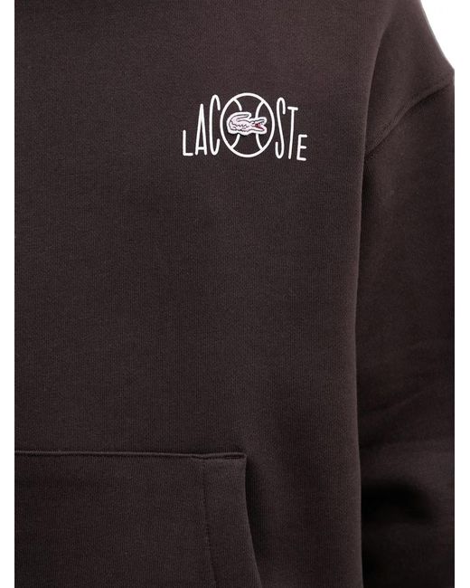 Lacoste Black Hoodie En Coton À Logo Imprimé for men