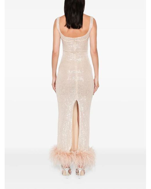 Atu Body Couture White Abendkleid Mit Pailletten Und Federbesatz