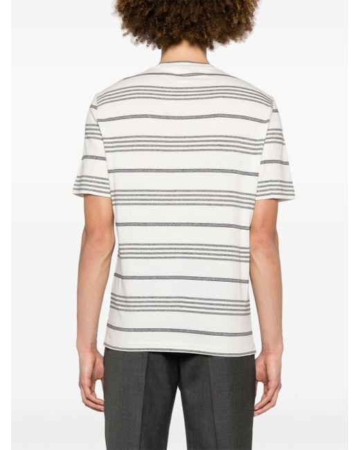 Brunello Cucinelli Gray Multi Stripe Crew-Neck T-Shirt for men
