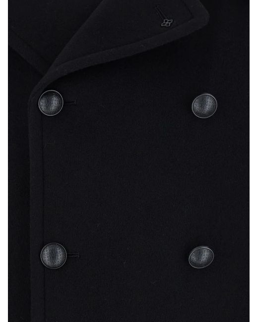 Tagliatore Blue Double-Breasted Peacoat for men