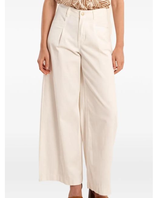 Molly Bracken Natural Wide-Leg Pleated Trousers