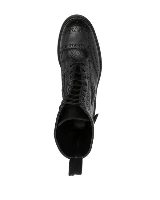 Tricker's Black Lace-Up Leather Biker Boots for men