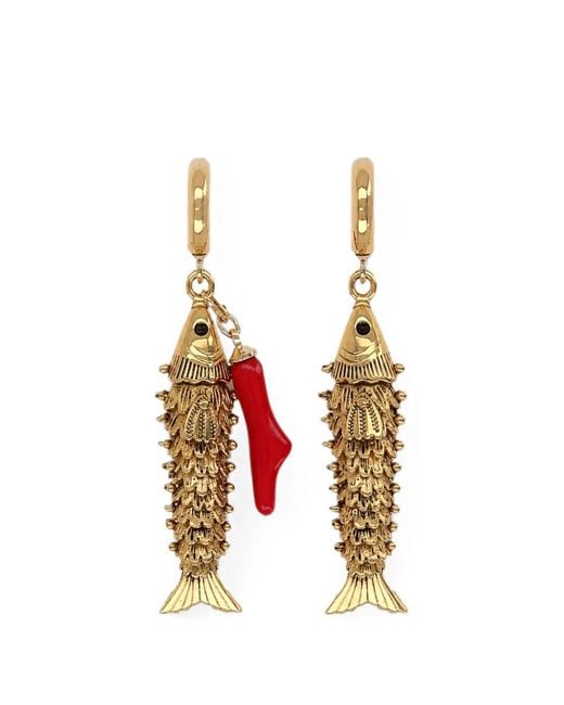 Isabel Marant White New River Fish-Pendant Charm Earrings