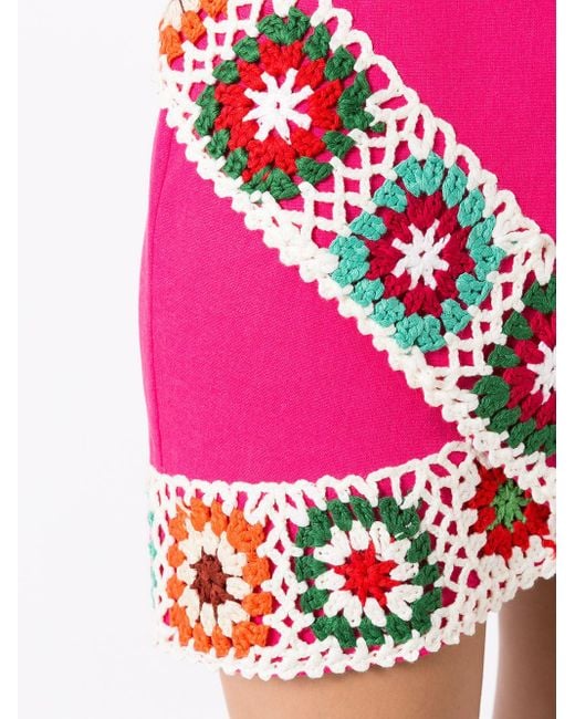 Olympiah Pink Crochet-trim Wrap Mini Skirt