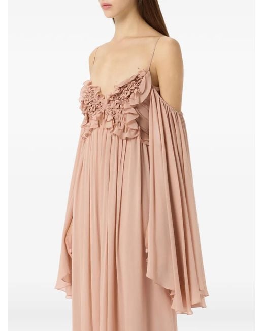Blumarine Pink Ruffled-Detail Maxi Dress