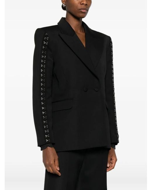 Nissa Black Embellished Double-Breasted Jacket