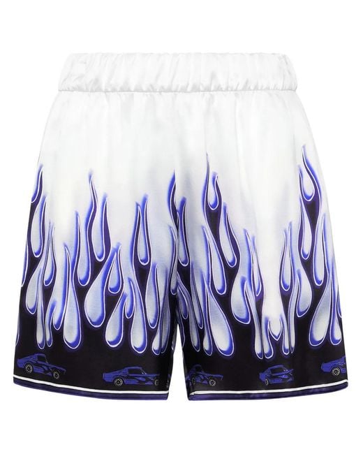 Philipp Plein Blue Flame Satin Shorts