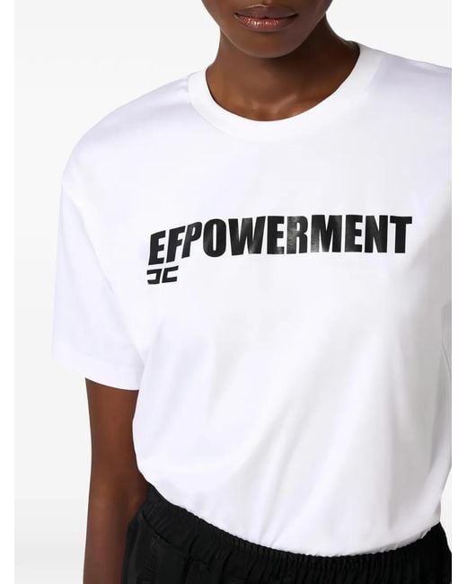 Elisabetta Franchi White Jersey T-Shirt With Drawstring