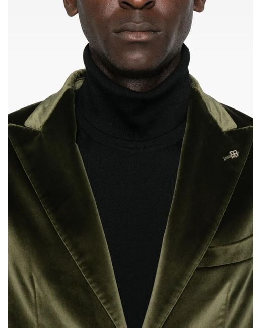 Tagliatore Green Long-Sleeves Patch-Pocket Blazer for men