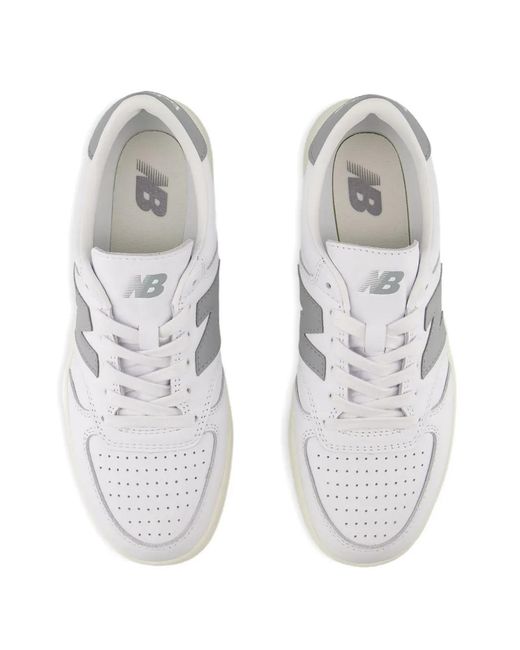 New Balance White T500 Leather Sneakers