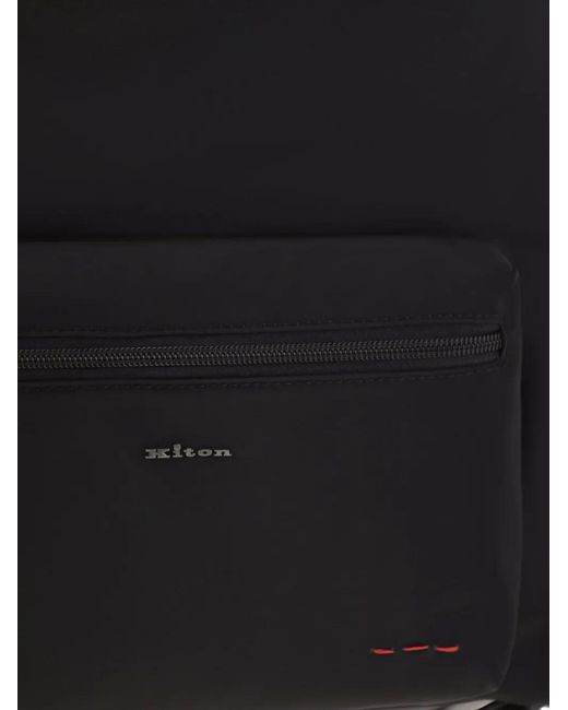 Kiton Black Zipped Backpack for men