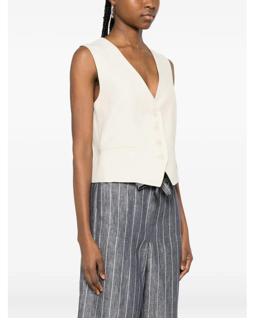 P.A.R.O.S.H. White V-Neck Button Vest