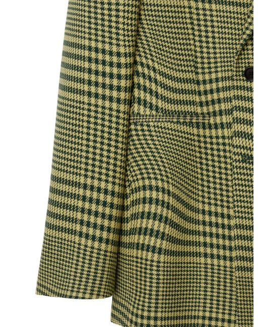 Burberry Green Wool Warped Houndstooth Jacket for men