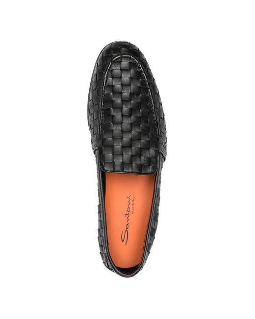 Santoni Woven Loafers in Black for Men | Lyst display picture 2
