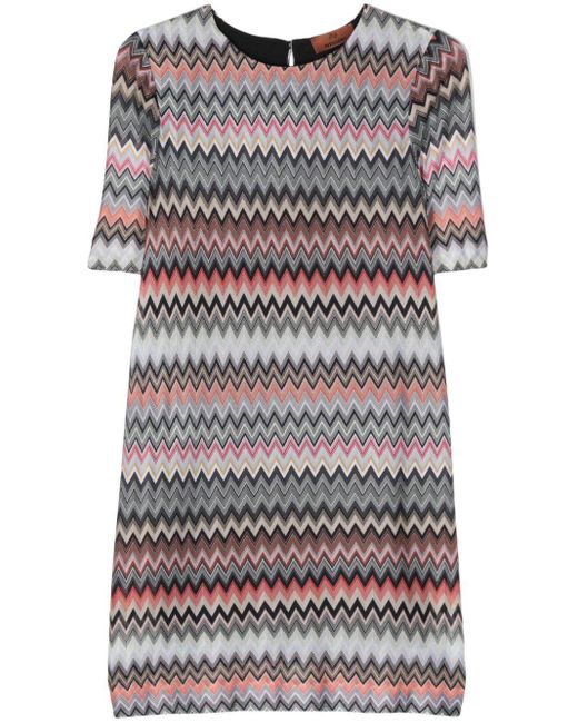 Missoni Gray Zigzag-patterned Mini Dress