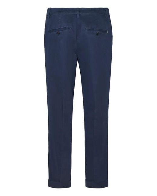 Dondup Blue Cuffed-Hem Trousers for men