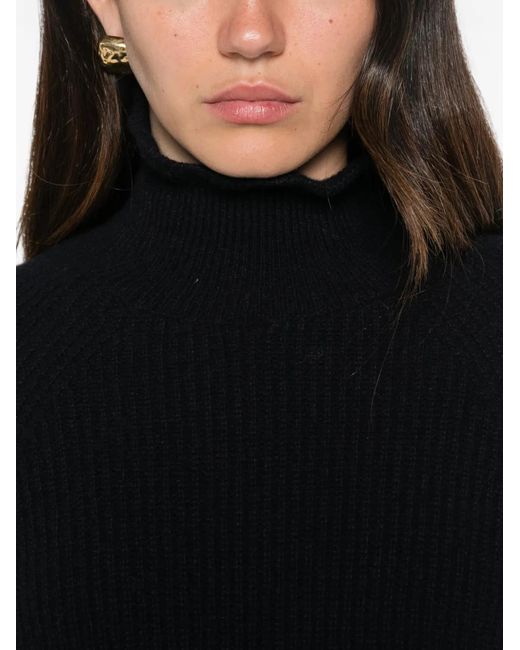 Liviana Conti Black Ribbed-Knit Roll-Neck Sweater