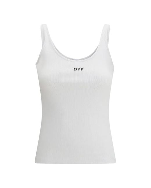 Off-White c/o Virgil Abloh White Off Stamp Logo-Embroidered Top