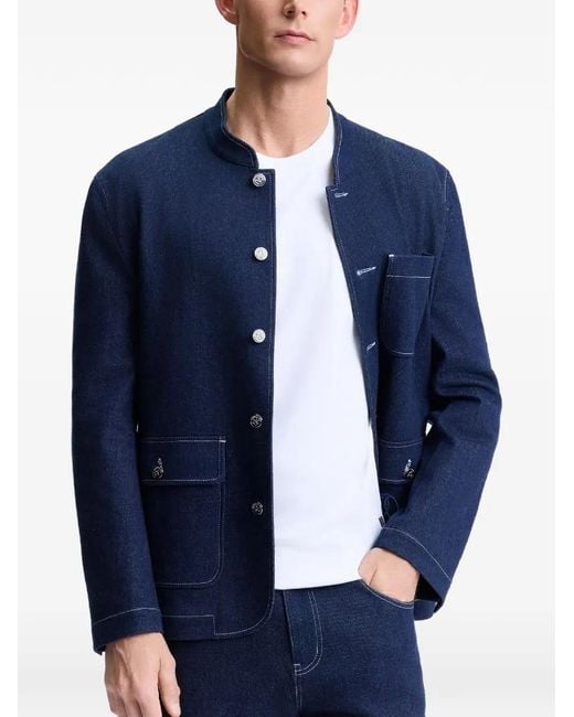 Shanghai Tang Blue Five-Button Horse Jacket for men
