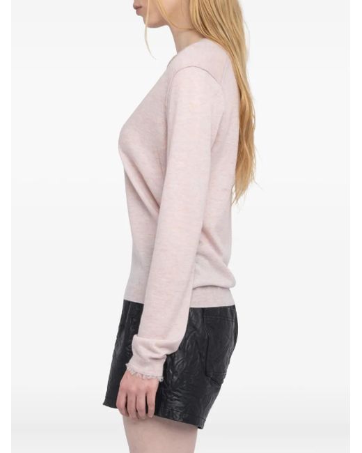 Zadig & Voltaire Pink V-Neck Knitted Jumper