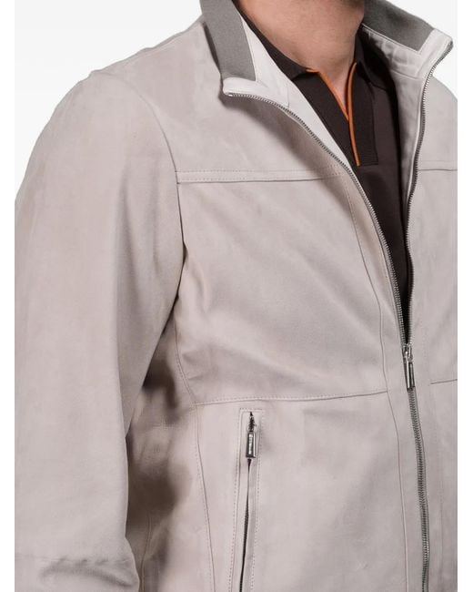 Moorer Gray Veste En Daim Maurilio-Cpf À Fermeture Zippée for men