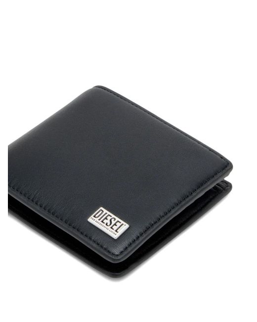 DIESEL Black Leather Compact Wallet With Logo for men