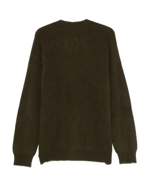 Uma Wang Green V-Neck Wool Cardigan