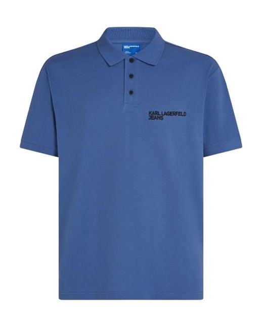 Karl Lagerfeld Blue Logo-Detail Polo Shirt for men