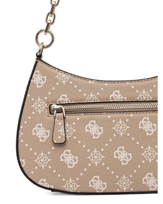 Guess White Logo-Print Chain Crossbody Bag