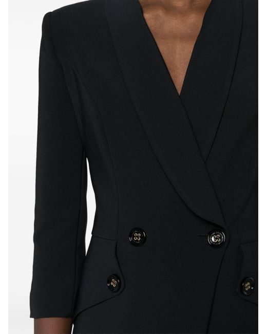 Robe courte en crêpe à design asymétrique Elisabetta Franchi en coloris Black