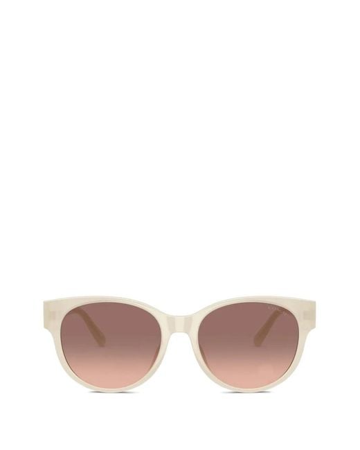 COACH Pink Quilted-Effect Round-Frame Sunglasses