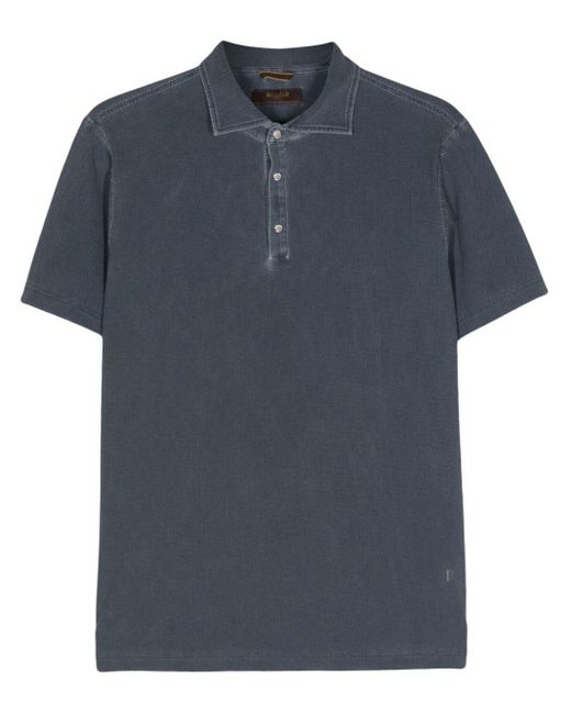 Moorer Blue Semi-sheer Polo Shirt for men