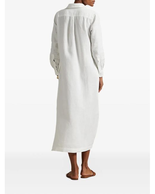ralph lauren white linen dress Polo Ralph Lauren Linen Eyelet Belted Dress in White