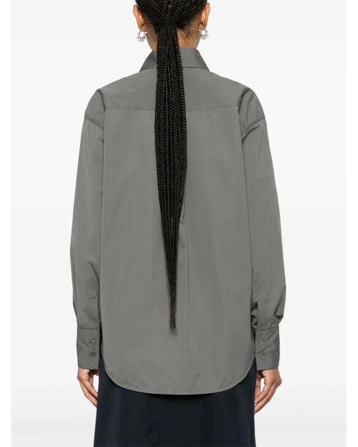 Fabiana Filippi Gray Beaded-Trim Poplin Shirt