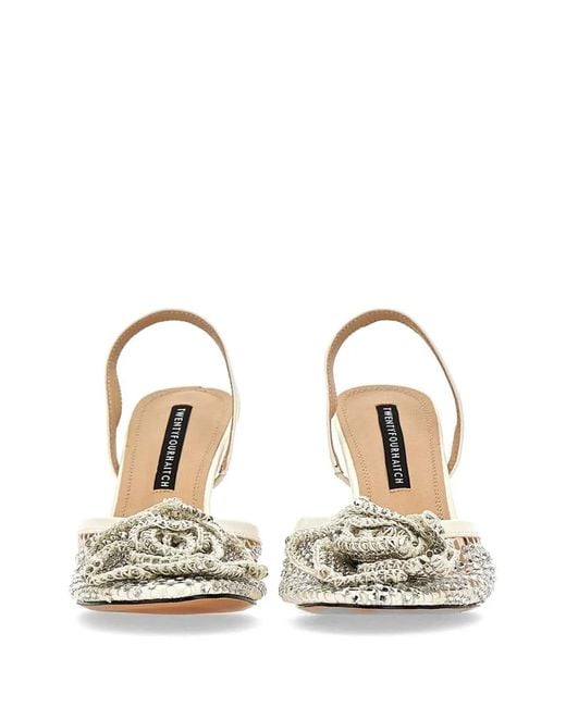 Twentyfourhaitch Metallic Benirras Rhinestone-Embellished Mesh Pumps