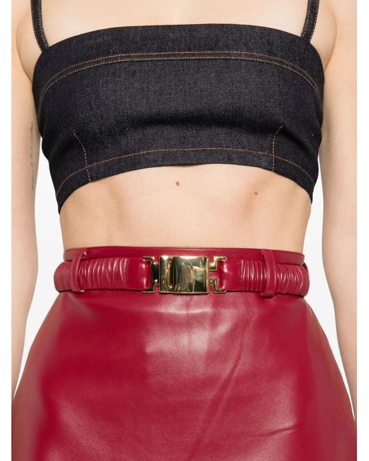 ROWEN ROSE Red Belted Midi Skirt