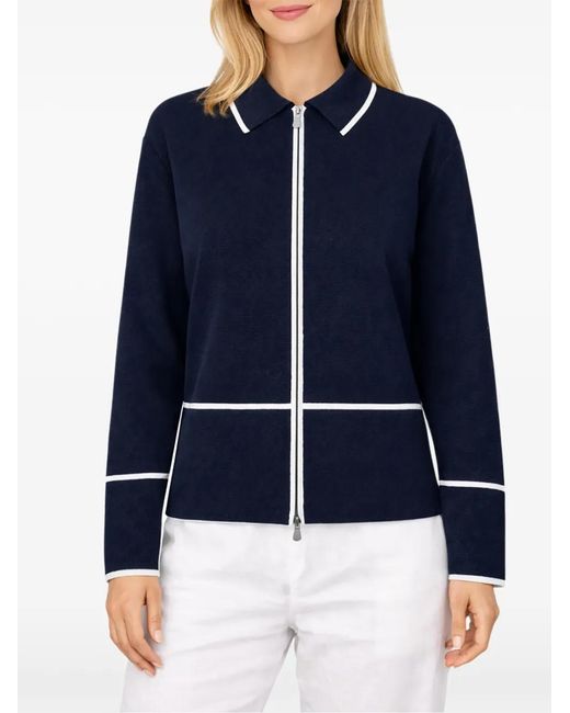 Gran Sasso Blue Piped Zip Jacket
