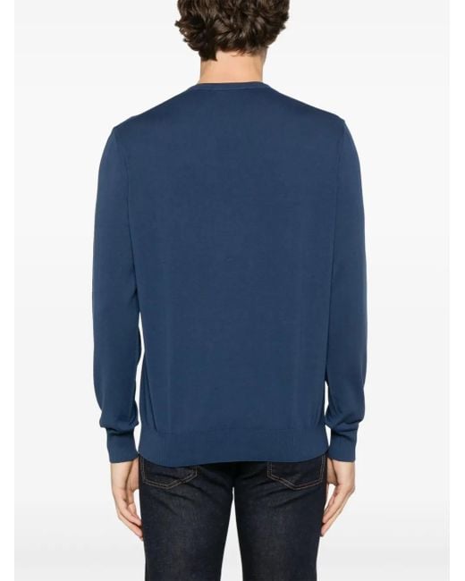 Canali Gestricktes T-Shirt in Blue für Herren