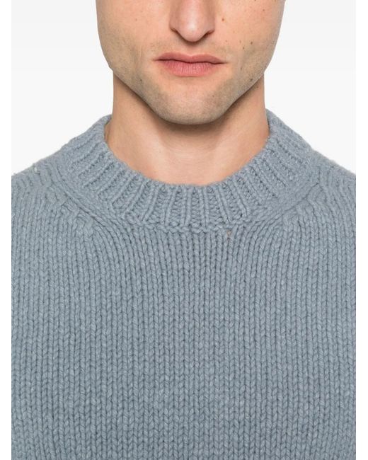 Eleventy Gray Crew-Neck Wool Sweater for men