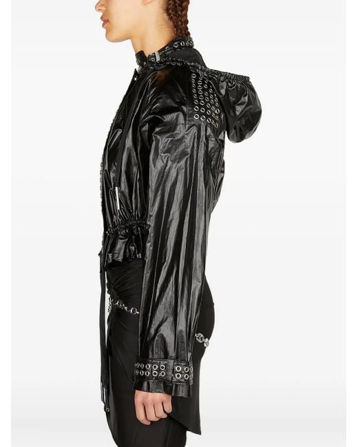 Rabanne Black Eyelet Biker Jacket