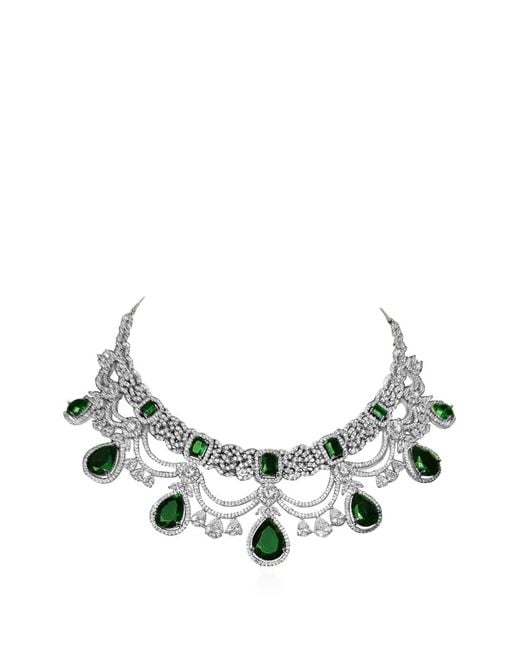 Hzmer Jewelry Green Zeenat Crystal-Embellished Necklace