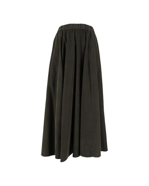 Aspesi Black Elasticated-Waist Corduroy Long Skirt